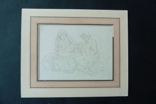 FRENCH SCHOOL 18thC - FIGURE STUDY - STREET SCENE CIRCLE GREUZE - INK 2