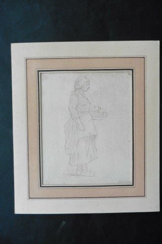 FRENCH SCHOOL 18thC - FIGURE STUDY - A SERVANT GIRL CIRCLE GREUZE - INK 2