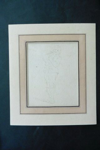 FRENCH SCHOOL 18thC - FIGURE STUDY - PIPE SMOKING MAN CIRCLE GREUZE - INK 8