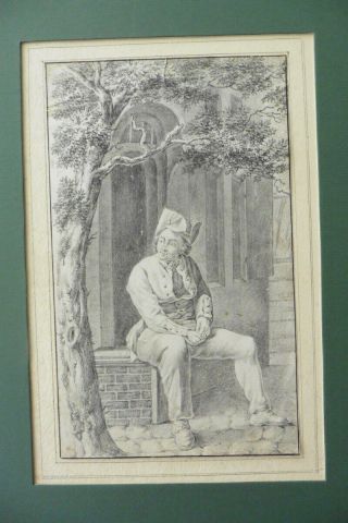 Dutch School 18thc - A Resting Gent - Pencil Drawing Attributed Perkois