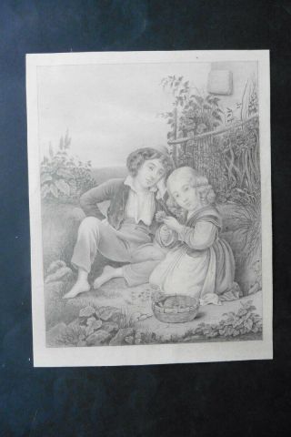 Dutch School 19thc - Romantic Scene In A Rural Landscape - Pencil Drawing