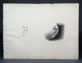 Antique French Pencil Drawing,  Study of a Baby’s Face,  Sketchbook,  1893 2