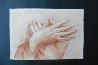 Dutch School 19thc - Study Of Hands - Red Chalk Drawing