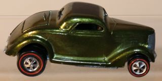 DTE 1969 HOT WHEELS REDLINE 6253 METALLIC OLIVE CLASSIC ' 36 FORD COUPE BLK INT 2