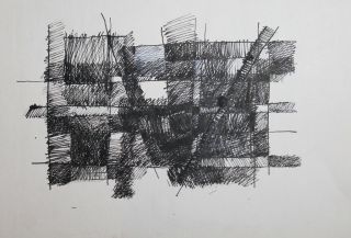1980 ' s AVANT GARDE ABSTRACT CUBIST FUTURIST INK PAINTING 2