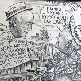 C.  K.  Berryman 1948 Political Cartoon Drawing SC Byrnes & Garner Signed 6