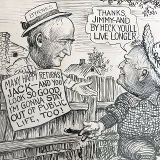 C.  K.  Berryman 1948 Political Cartoon Drawing SC Byrnes & Garner Signed 7