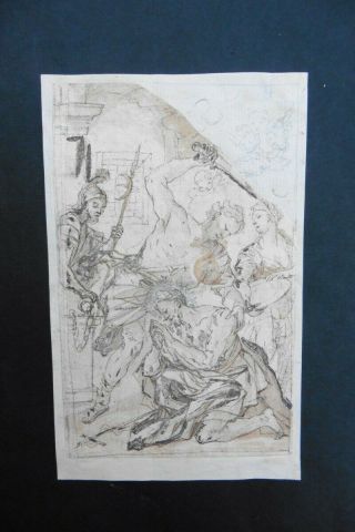 Italian - Florentine School 17thc - Religious Scene Attr.  Biliverti - Ink Drawing