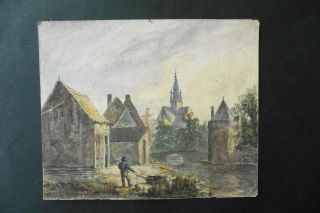 Dutch School 19thc - Cityscape Of Haarlem - Fine Watercolor