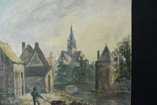 DUTCH SCHOOL 19thC - CITYSCAPE OF HAARLEM - FINE WATERCOLOR 3