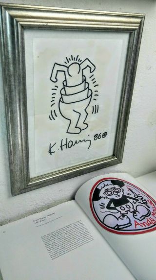 Keith Haring Hand Signed Drawing,  Pop Art,  Drawing On Paper,  Art