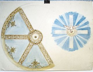 Design For The Interior Of Church Dome Watercolor Drawing By Russian Artist