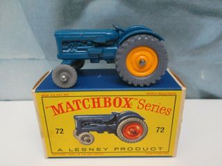 Matchbox/ Lesney 72a Fordson Tractor Blue / Rear Yellow Hubs / Front Gpw Boxed
