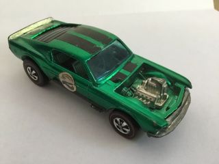 Hot Wheels Redline 1971 Mustang Boss Hoss Green Over Chrome,  Dark Interior