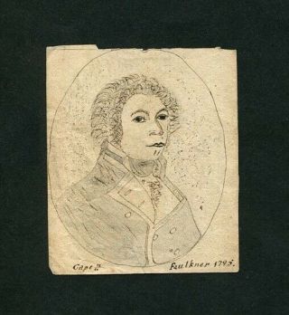 C1795 Small Ink Drawing Of A Naval Captain Capt.  N Faulkner 1795