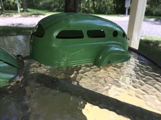 1930s WYANDOTTE PRESSED STEEL LASALLE SEDAN CAR & AIR STREAM CAMPER TRAILER TOY 5