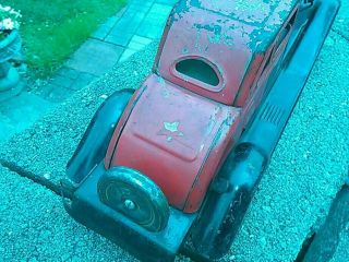 Antique HOGE FIRE CHIEF CAR ELECTRIC LIGHTS WIND - UP PRESS STEEL GIRARD MARX.  2 3