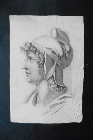 French School Ca.  1820 - Study Classical Figure - Charcoal Drawing