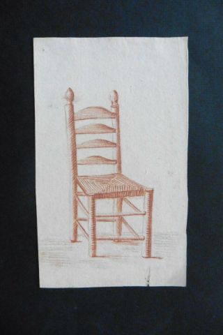 Dutch School 18thc - Study Of A Chair - Decorative Red Chalk Drawing