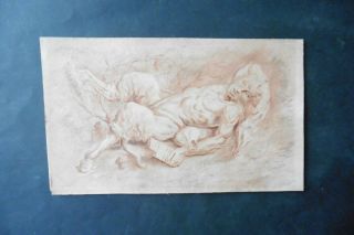 Flemish School 17thc - A Sleeping Sathyr - School Of Rubens - Red Chalk