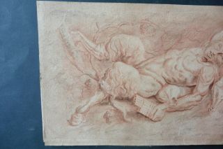 FLEMISH SCHOOL 17thC - A SLEEPING SATHYR - SCHOOL OF RUBENS - RED CHALK 4