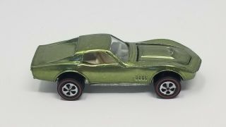1968 Hot Wheels Redline Custom Corvette Olive - Jb Classic Toys