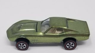 1968 Hot Wheels Redline Custom Corvette Olive - JB Classic Toys 3