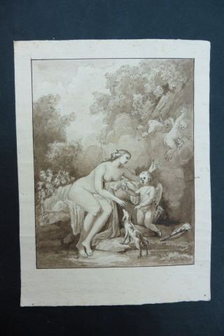 French School 18thc - Mythological Scene Circle Moreau Le Jeune - Ink Drawing