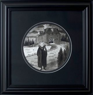 Charles Addams Drawing Of The Addams Family House With Count Dracula