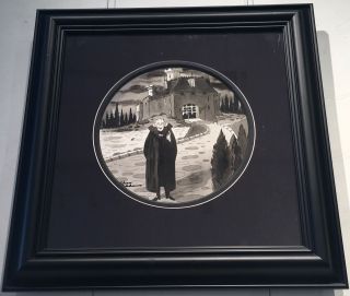 Charles Addams Drawing of The Addams Family House with Count Dracula 3