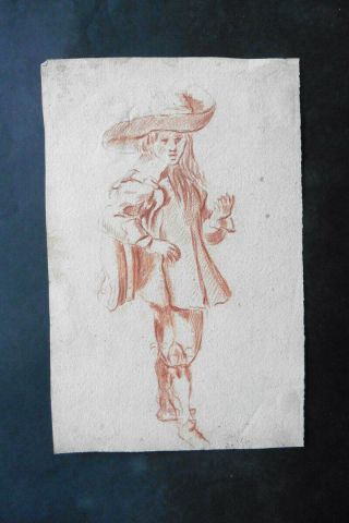 Dutch School 17thc - Subtile Portrait Young Man Attr.  Flinck - Red Chalk Drawing