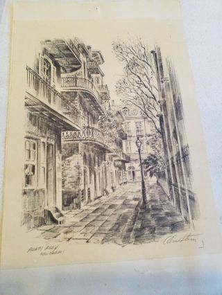 Pen Drawing Of Pirates Alley Orleans 1968