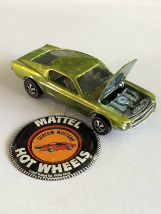 Hotwheels Redline Custom Mustang 1968 Usa Antifreeze Green With Button