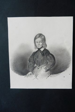 French School 1813 - Fine Portrait Of A Boy - Signed Pencil Drawing