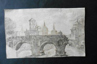 Dutch School 17thc - Cityscape Rome - Circle Breenbergh - Fine Ink Drawing