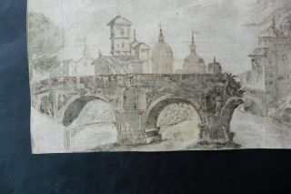 DUTCH SCHOOL 17thC - CITYSCAPE ROME - CIRCLE BREENBERGH - FINE INK DRAWING 2