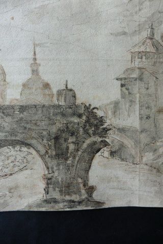 DUTCH SCHOOL 17thC - CITYSCAPE ROME - CIRCLE BREENBERGH - FINE INK DRAWING 4