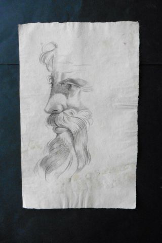 French School Ca.  1810 - Portrait Bearded Man - Charcoal Drawing