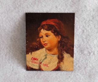 18th C.  Miniature Portrait Oil on Copper by Carl Bauer 1742 or 1792 Peasant Girl 2