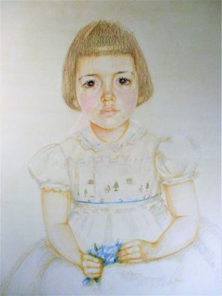 LOUISE LEMP PABST (1909 - 77) WIS ARTIST,  PORTRAIT DRAWING LITTLE GIRL SIGNED 2