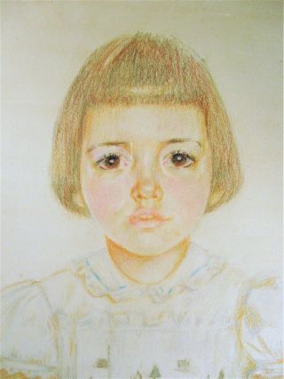 LOUISE LEMP PABST (1909 - 77) WIS ARTIST,  PORTRAIT DRAWING LITTLE GIRL SIGNED 4