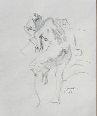 Harry Carmean Gesture Drawing Of Standing Female Model 1980