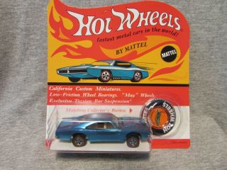 HOT WHEELS REDLINE CUSTOM DODGE CHARGER,  ICE BLUE,  WHITE INT.  MIBP 2