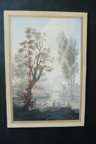 French Sch.  Ca.  1800 - Animated River Landscape C 