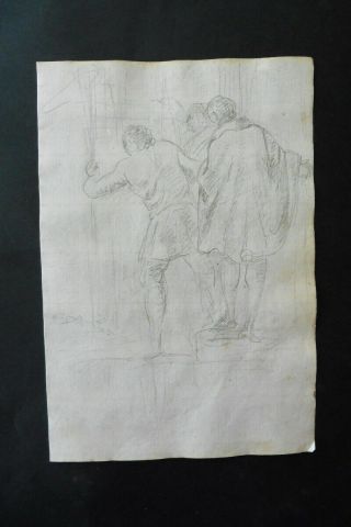Italian - Bolognese School 18thc - Scene With Figures - Charcoal Drawing
