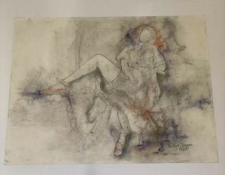 Vintage Art Life Drawing Male Figure Pencil Sketch Signed 1988