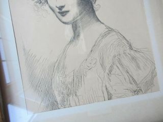Antique Pen & Ink Sketch Portrait of Woman Framed 1887 4