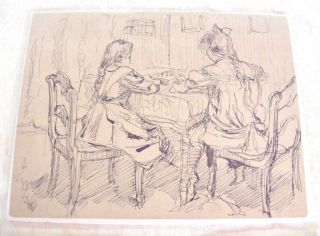 Two Ink On Paper Studies By Gustav Schraegle 1867 - 1925 Impressionist