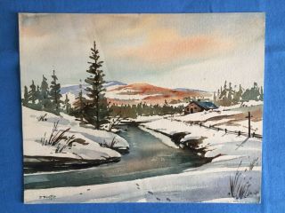 Watercolor Painting Of Mountain Brook Scene By Frank J.  Profit,  12 " X 15 "