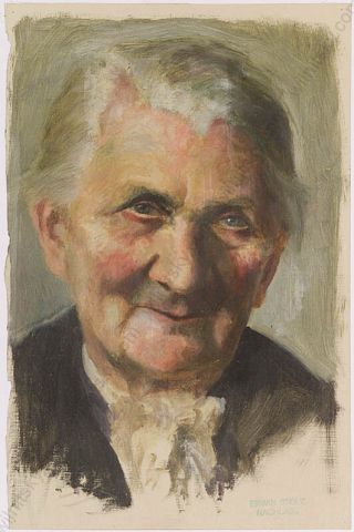 Erwin Stolz (1896 - 1987),  " Portrait Of An Old Woman ",  Oil Painting,  Ca 1920